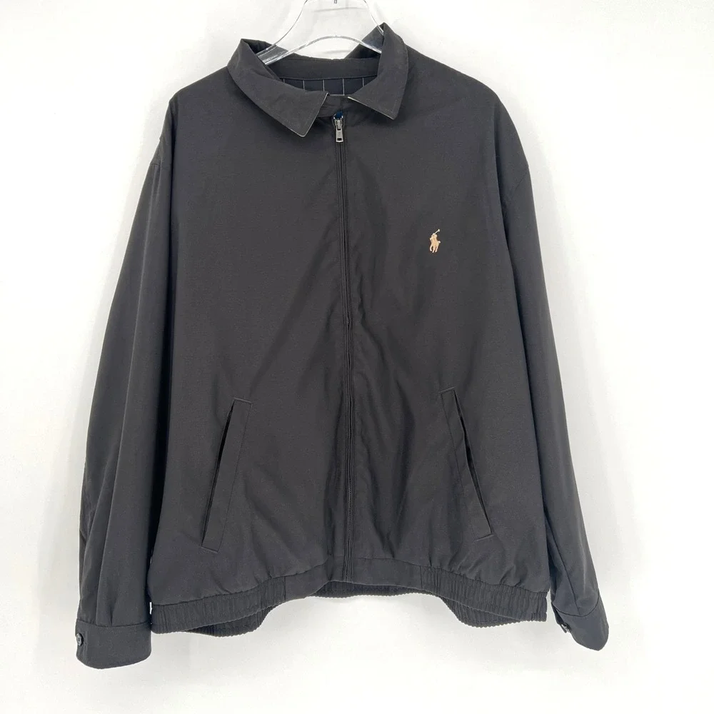 Polo Ralph Lauren Bi-Swing Jacket Mens 2XB Windbreaker Black Zip Up Logo Golf